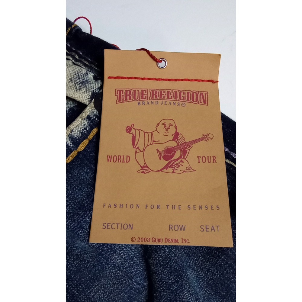 NWT Vintage True Religion World Tour Ricky Strt Leg Brown/Blue Sz 38 Made in USA - Picture 4 of 13